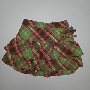 The Children's Place Plaid Ruffle Skirt - Green, Pink, and Brown